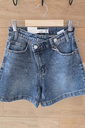 Short en jeans - Bleu paillettes