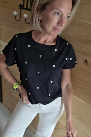 T-shirt Coeurs dorés - Noir