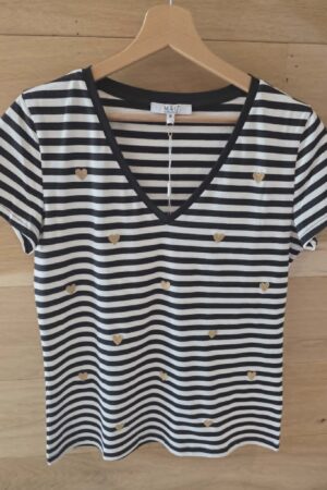 T-shirt Coeurs dorés - Noir/Blanc