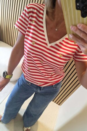 T-shirt Coeurs dorés - Rouge/Blanc