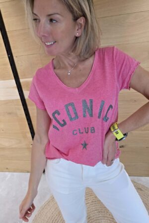 T-shirt Iconic Club - Framboise