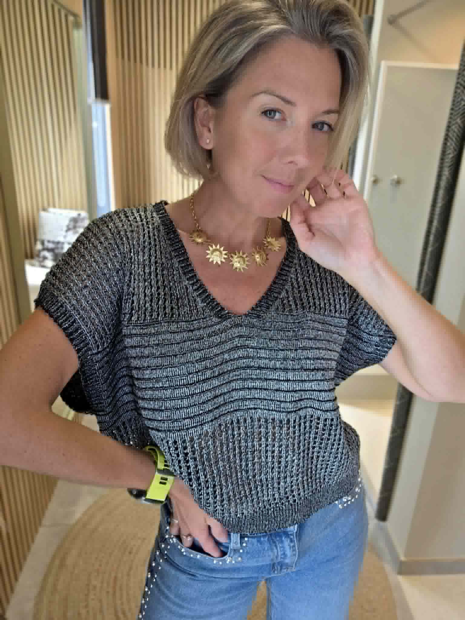 Blouse crochet Rodriga - Anthracite