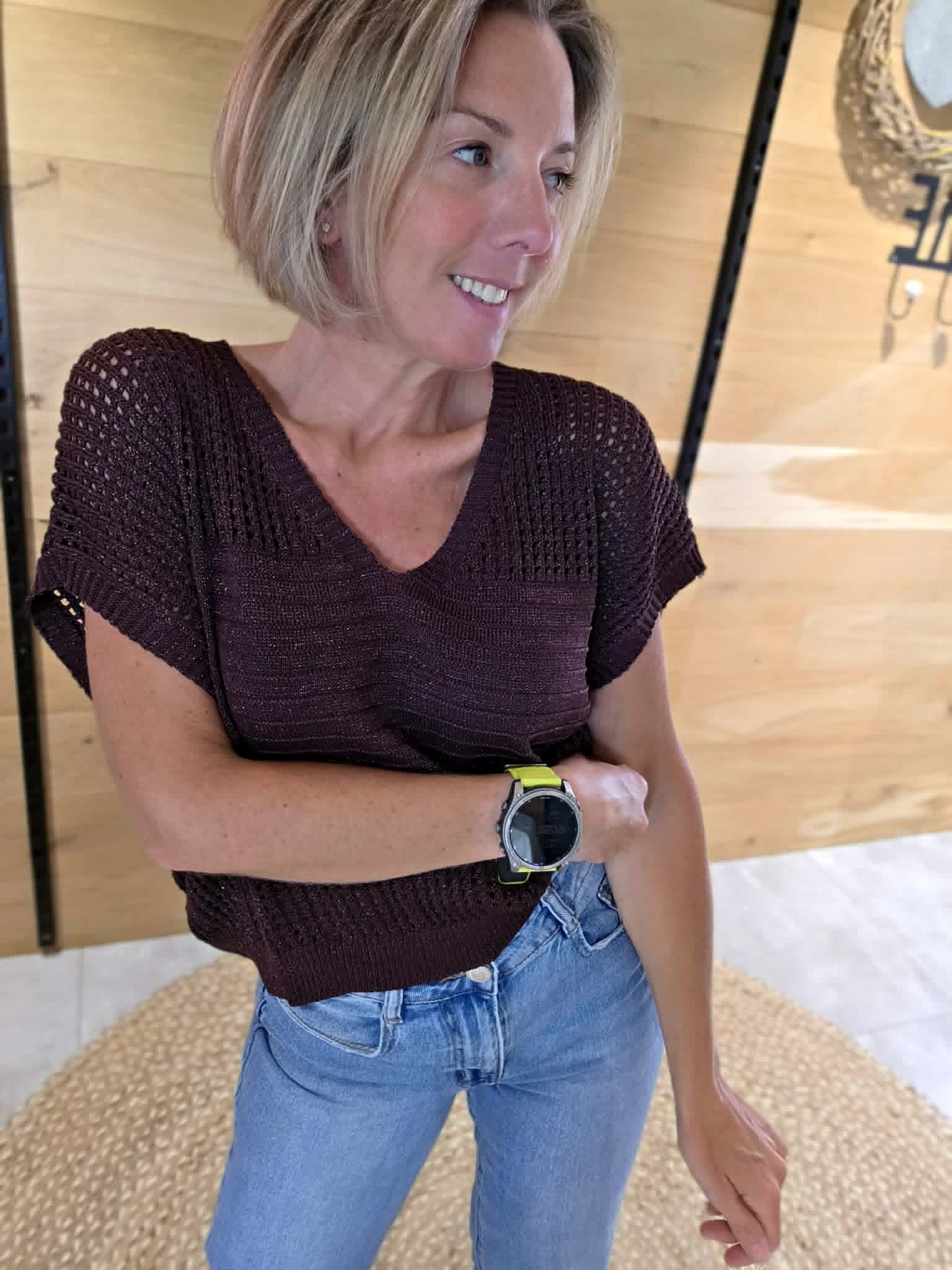 Blouse crochet Rodriga - Marron