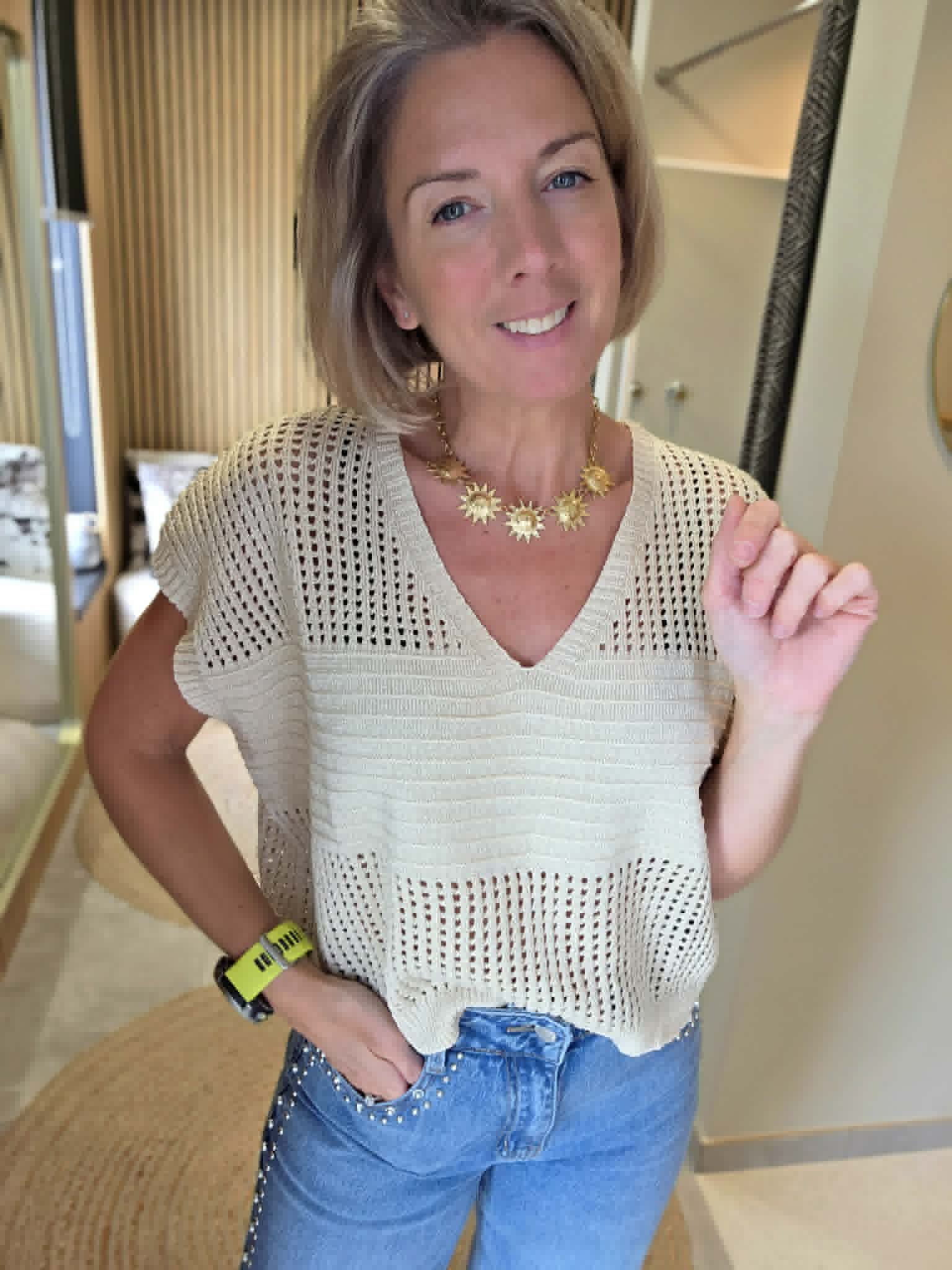 Blouse crochet Rodriga - Beige