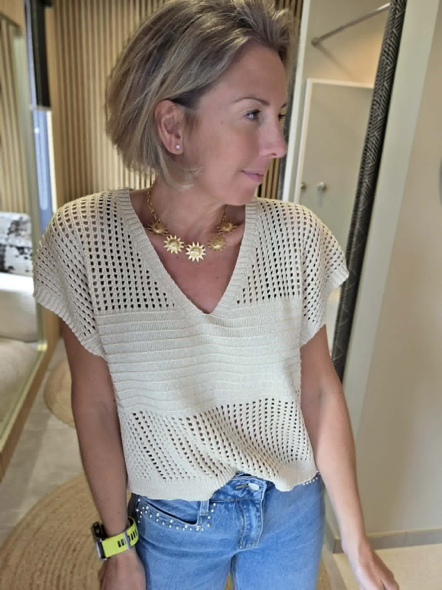 Blouse crochet Rodriga - Beige – Image 3