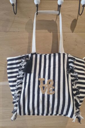 Sac cabas ligné Love - Noir