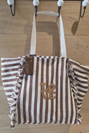 Sac cabas ligné Love - Camel