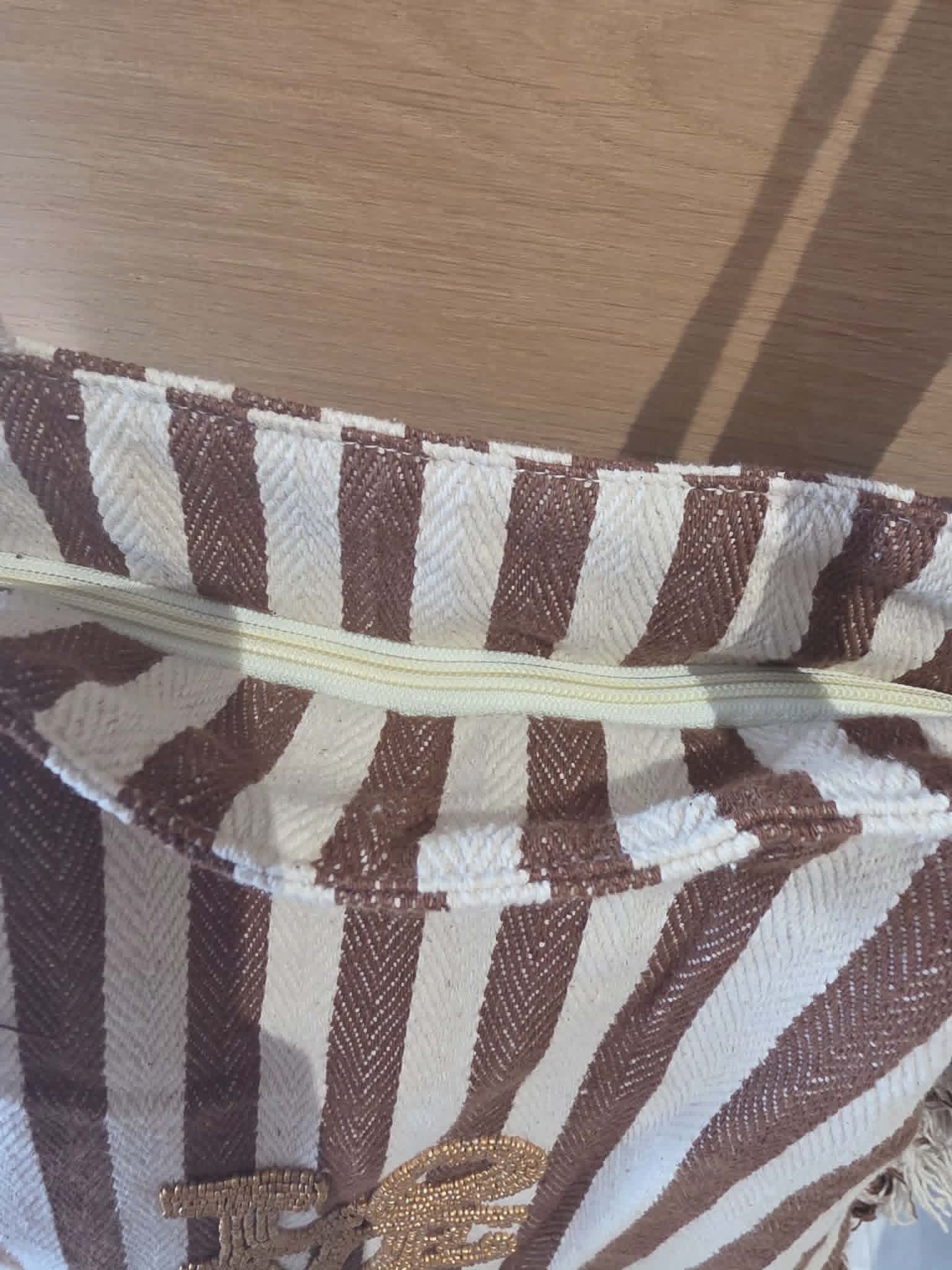 Sac cabas ligné Love - Camel – Image 2