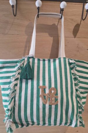 Sac cabas ligné Love - Vert
