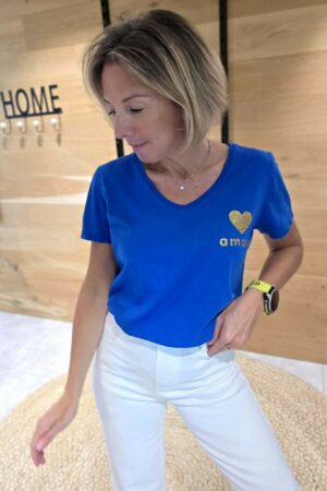 T-shirt Coeur-Amour - Bleu roi