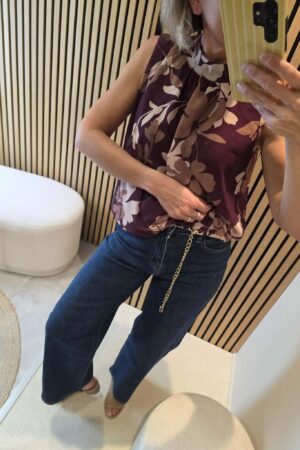 Jeans bleu - Coupe droite avec ceinture