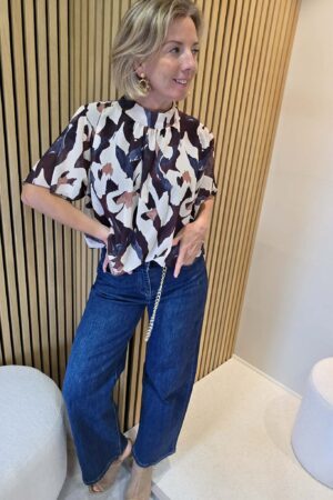 Jeans bleu - Coupe droite avec ceinture