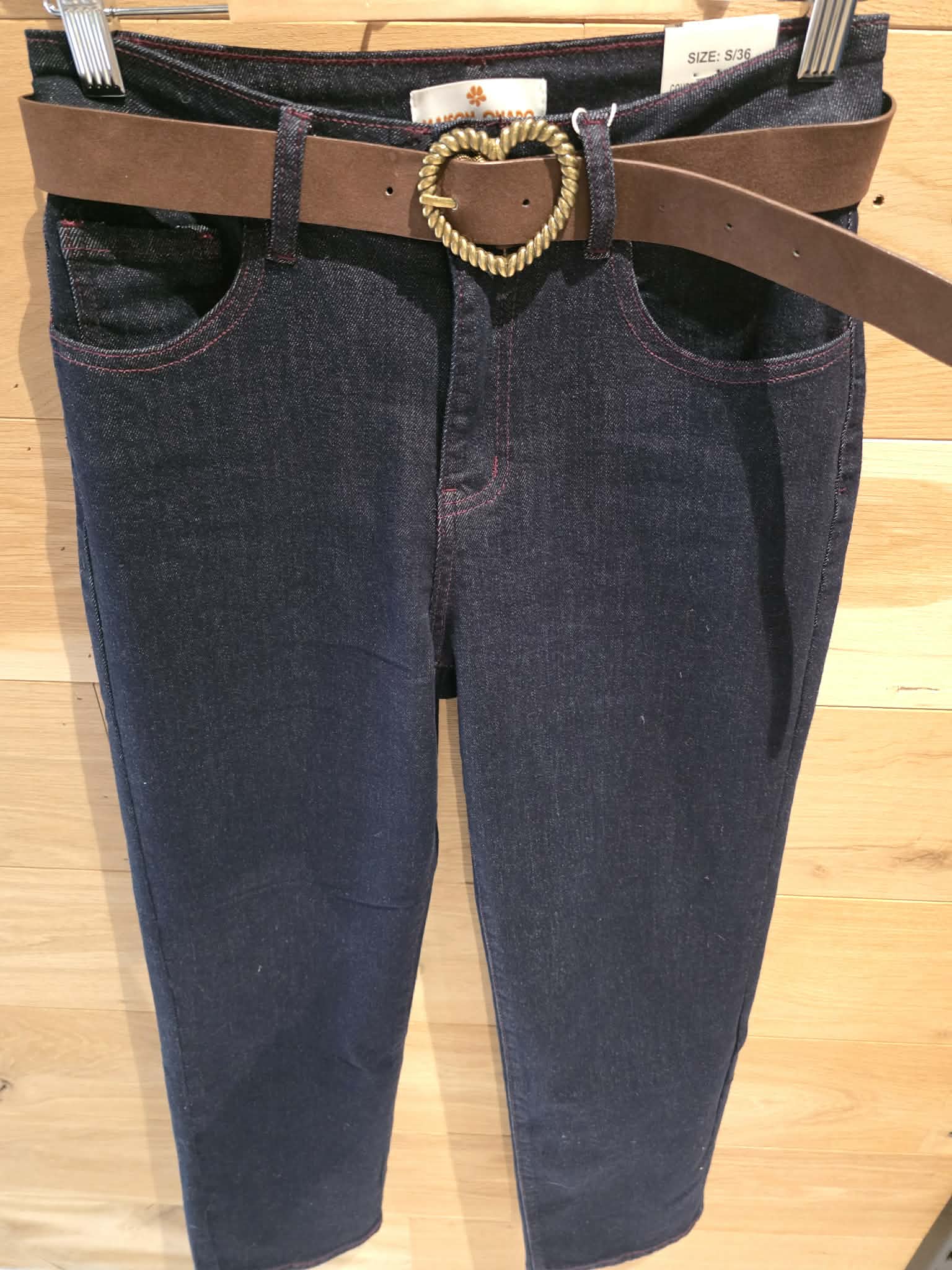 Jeans droit - Bleu brut - Ceinture Coeur – Image 4