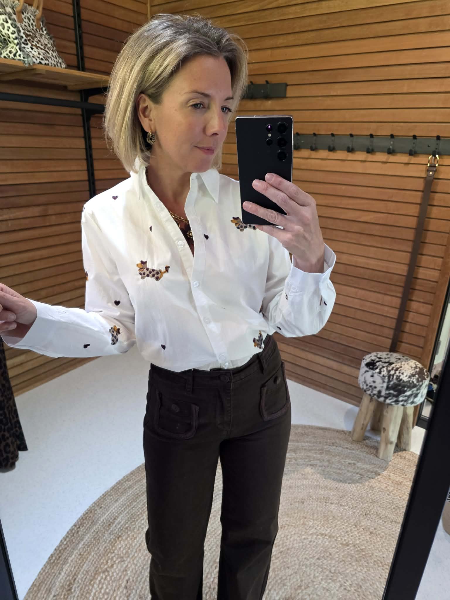 Pantalon coupe Flare - Marron foncé