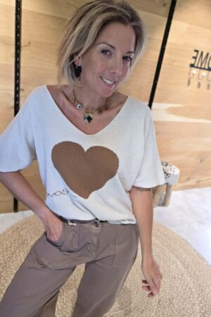 Petit Pull Coeur - Beige