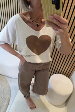 Petit Pull Coeur - Beige