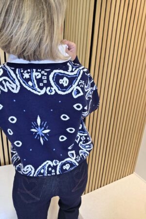 Pull col chemise - Bleu marine
