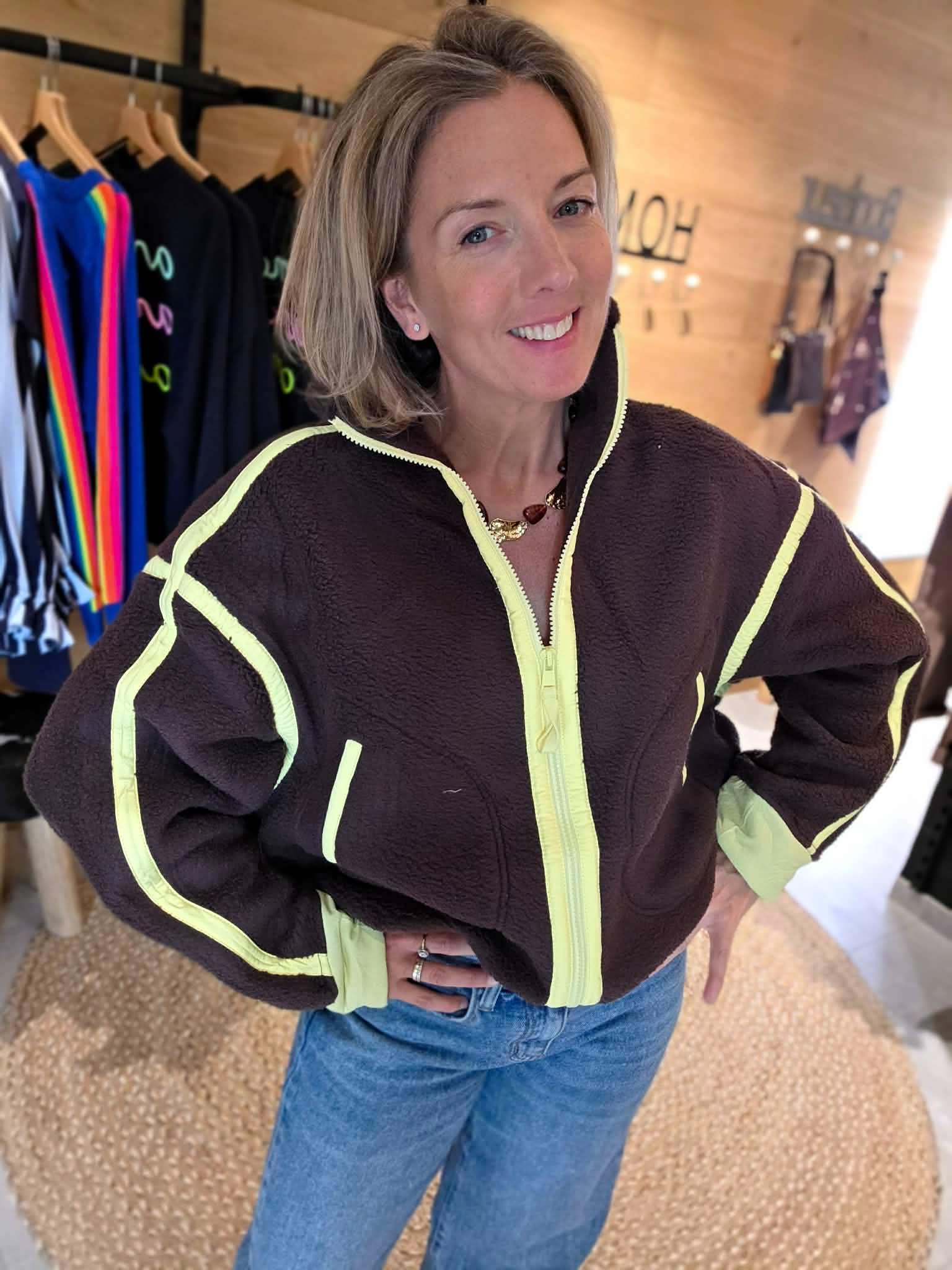 Polaire zippé Ellen - Marron/Jaune – Image 3