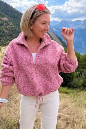 Polaire zippé Rose moucheté
