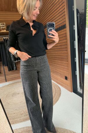 Pantalon imprimé Léopard - Gris/Noir