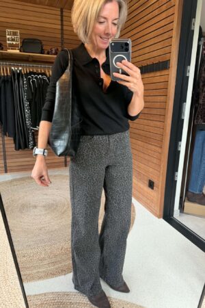 Pantalon imprimé Léopard - Gris/Noir