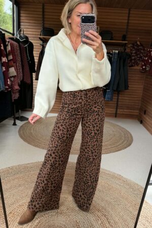 Pantalon velours fin imprimé Léopard