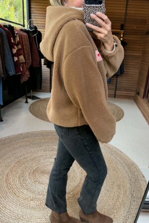Polaire zippé capuche - Camel