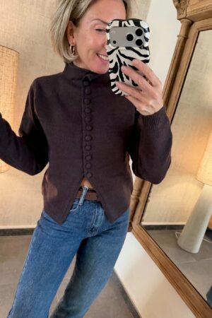 Pull boutonné - Marron