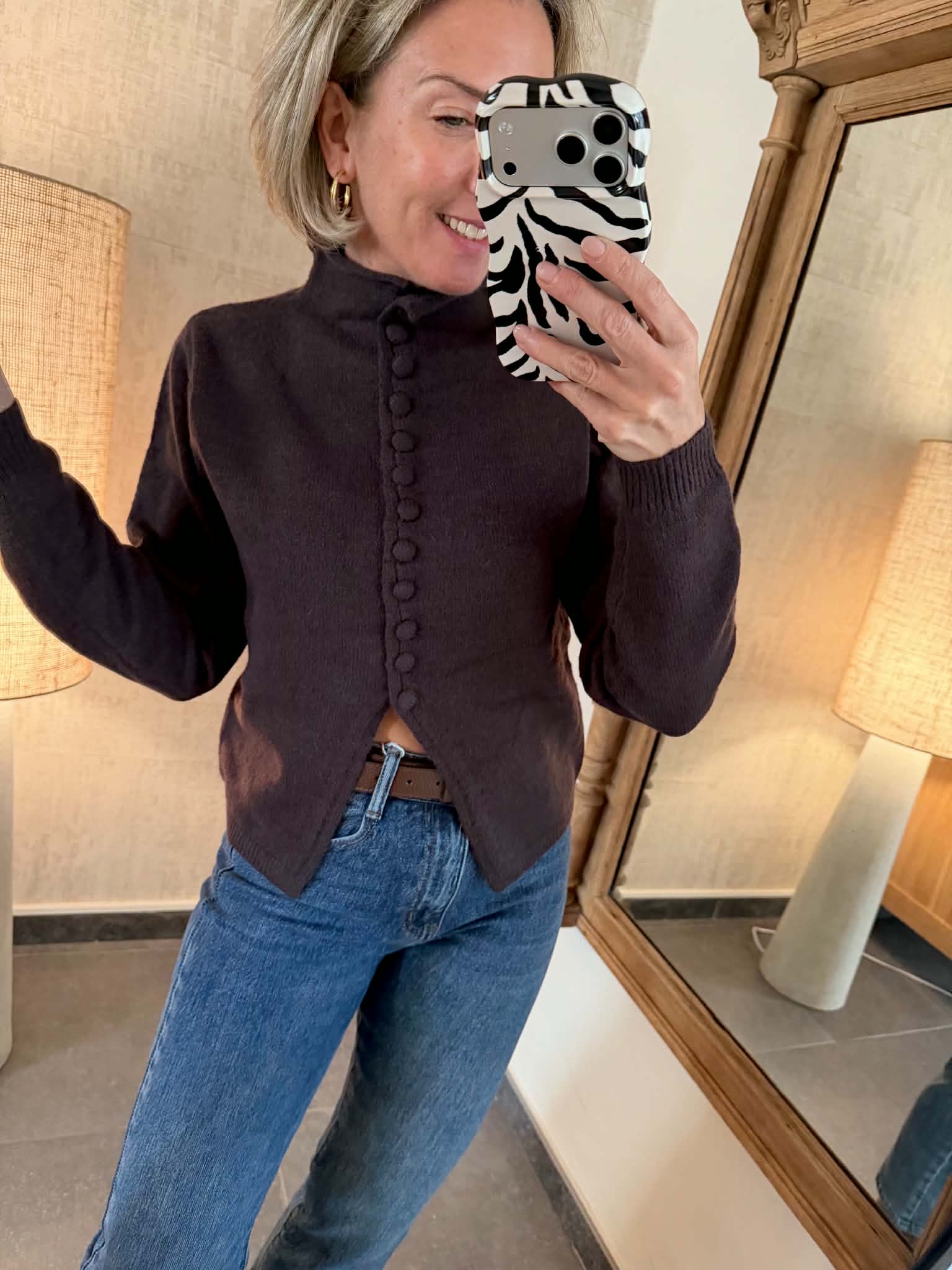Pull boutonné - Marron