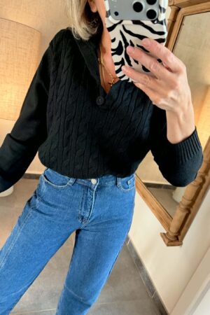 Pull tressé - Noir