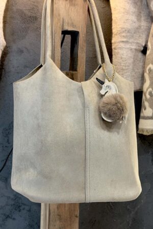 Sac épaule avec pompon - Beige