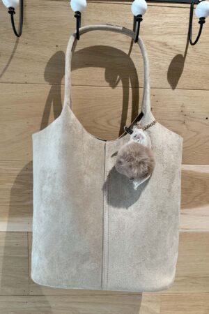 Sac épaule avec pompon - Beige